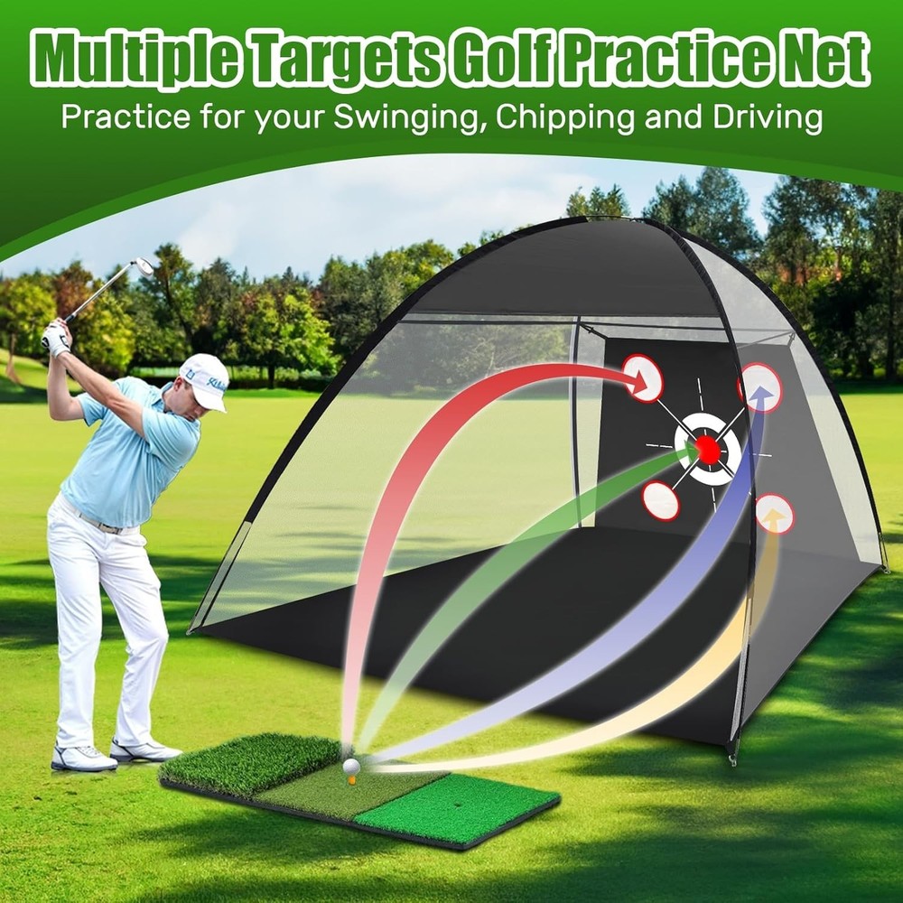 Compact Golf Net with Practice Mat (10x7FT) - Simplify Your Backyard Practice