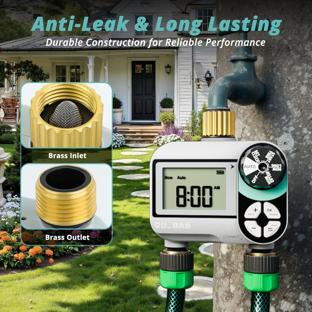 Brass Sprinkler Timer, Programmable Water Hose Timer for Garden Hose Faucet with