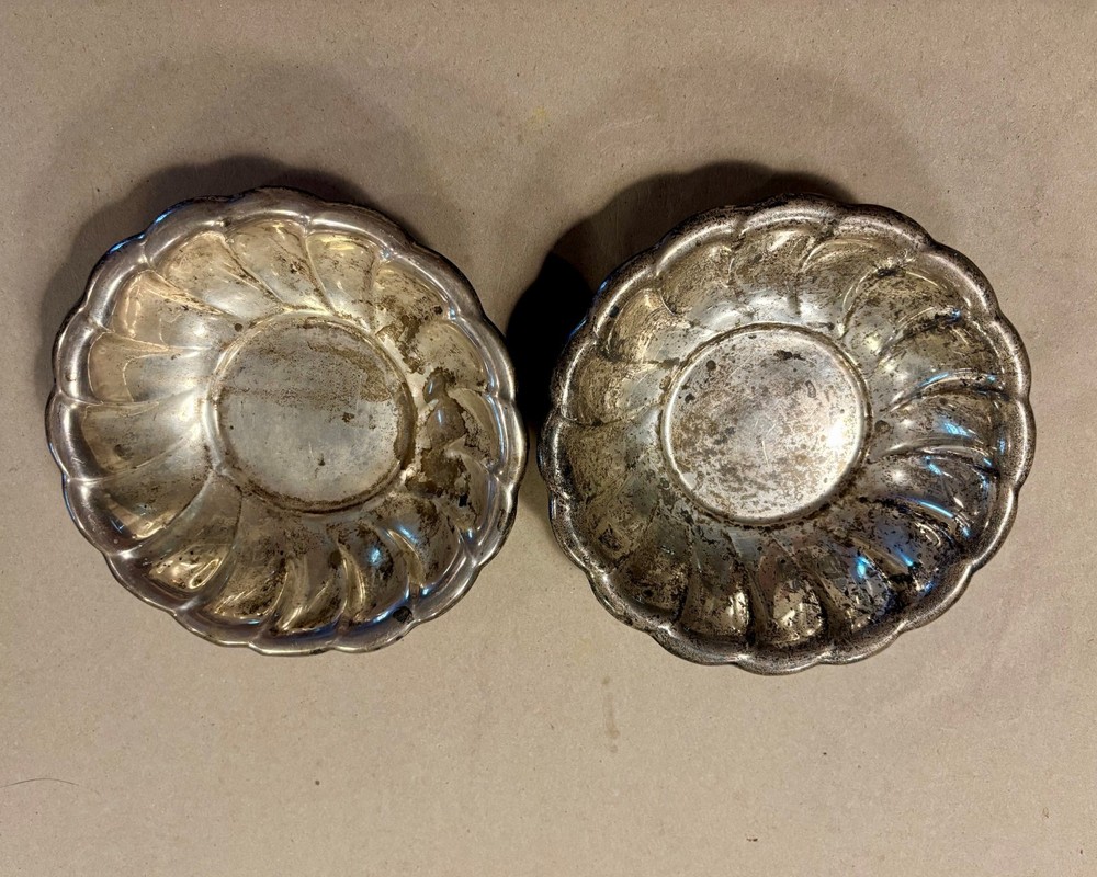 TWO ( 2 ) 168+ GRAMS | Alvin Solid Sterling Bowls | Pattern S182 | SCRAP LOT