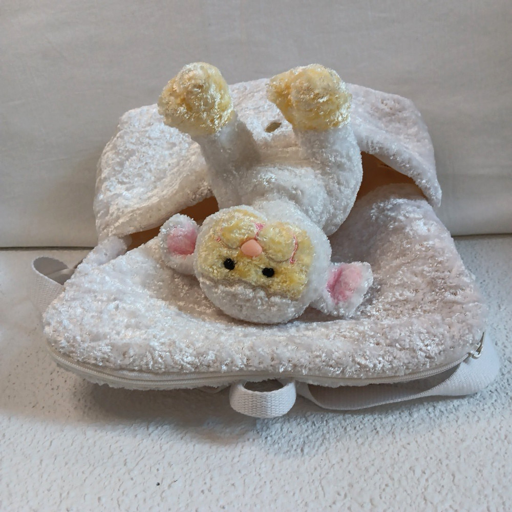 Commonwealth Snowy White Lamb Backpack Removable Plush Satin Lining Adjustable