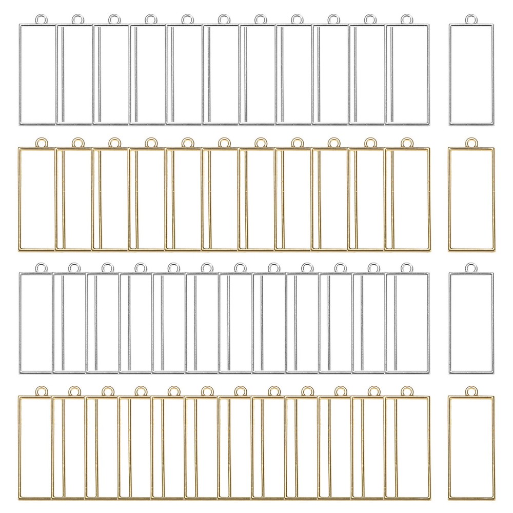 100-Pack Open Bezels, Rectangle Bezel Pendants for Resin[2 Colors]