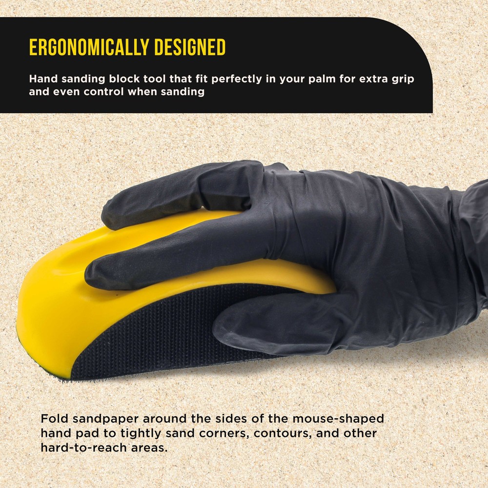 2ea 6" Mouse-Shaped Hand Sanding Block Pads for Hook & Loop and PSA 6" DA Discs