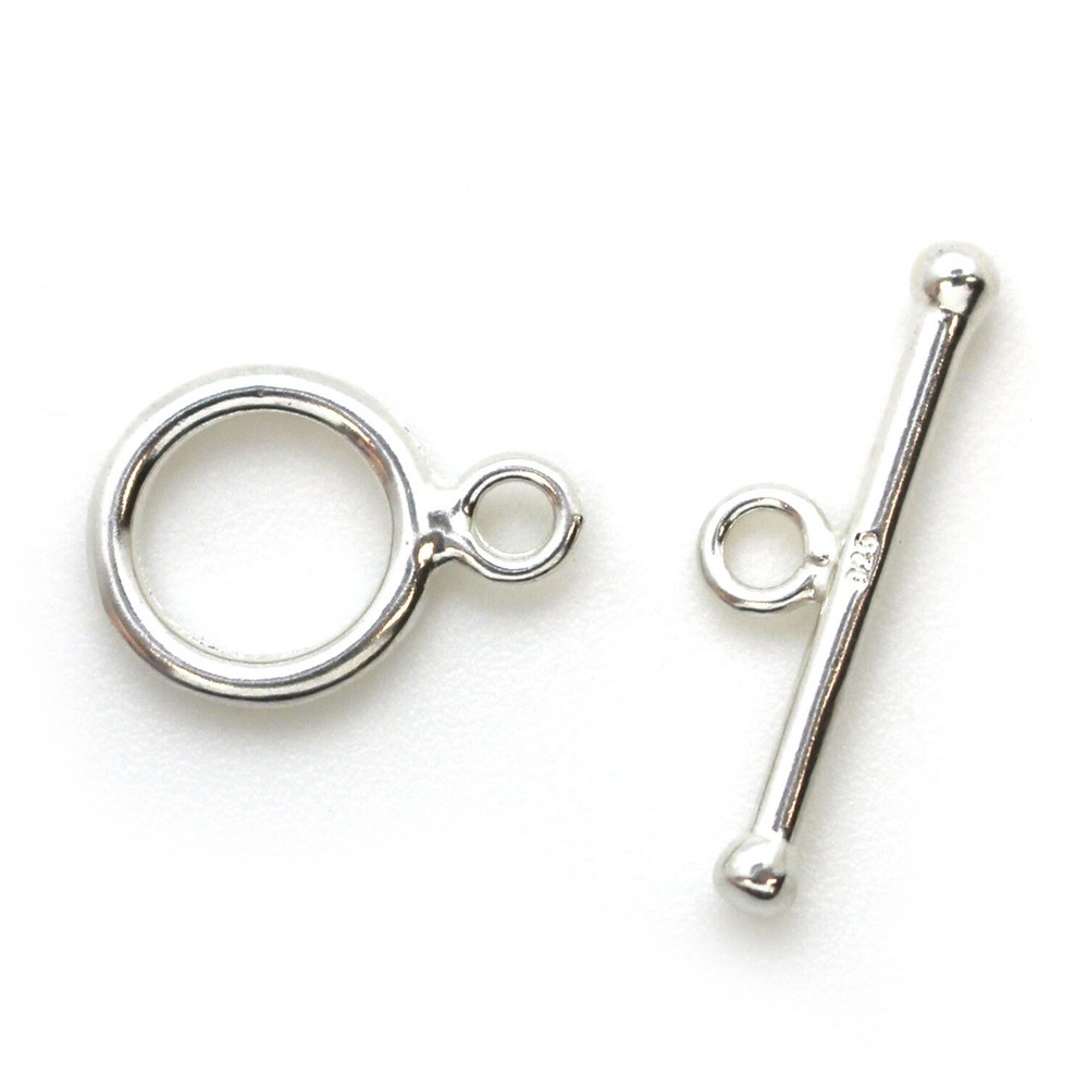 Sterling Silver Simple Tiny Circle Toggle Clasp (Sold Per 1 Set)