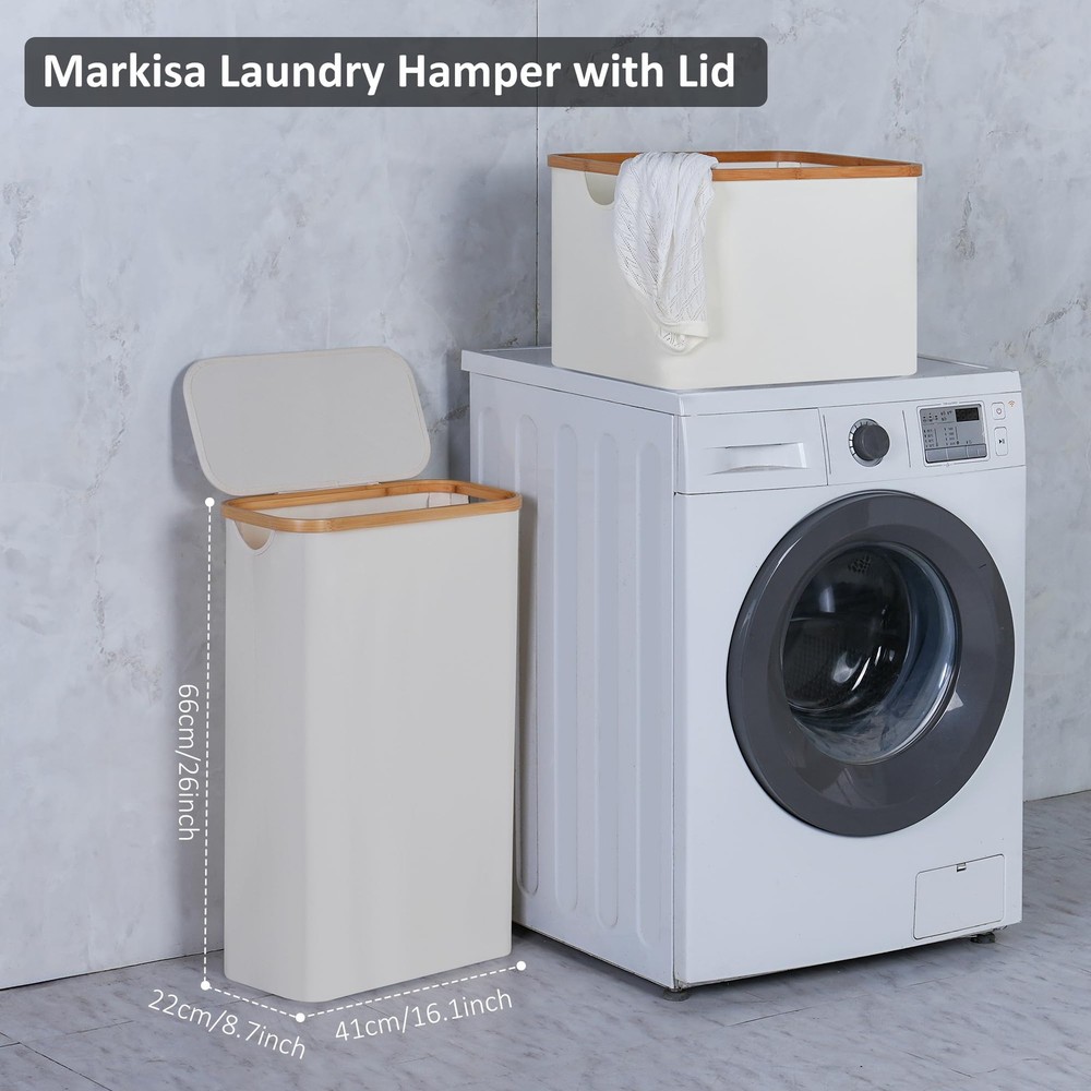 Slim Laundry Hamper,Narrow laundry Hamper with Lid,60L Hamper for Laundry,Dir...