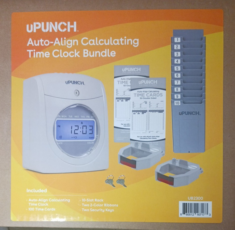 uPUNCH Auto-Align Calculating Time Clock Bundle -New Sealed Box!