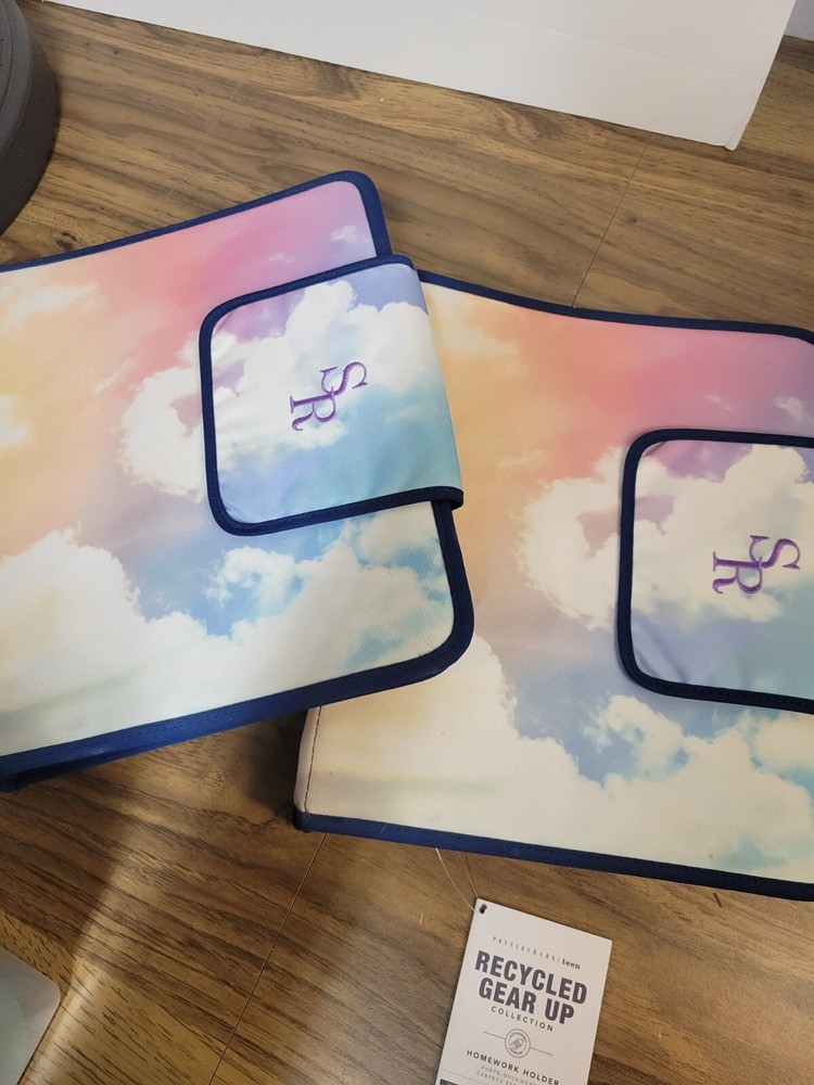 2 Pottery Barn Teens Homework Holder Folders Clouds "SR"