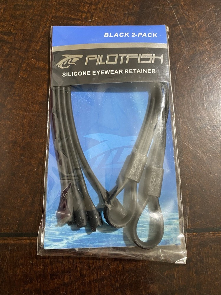 Pilotfish 2 Pack Black Silicone Eyewear Retainer Strap Straps New