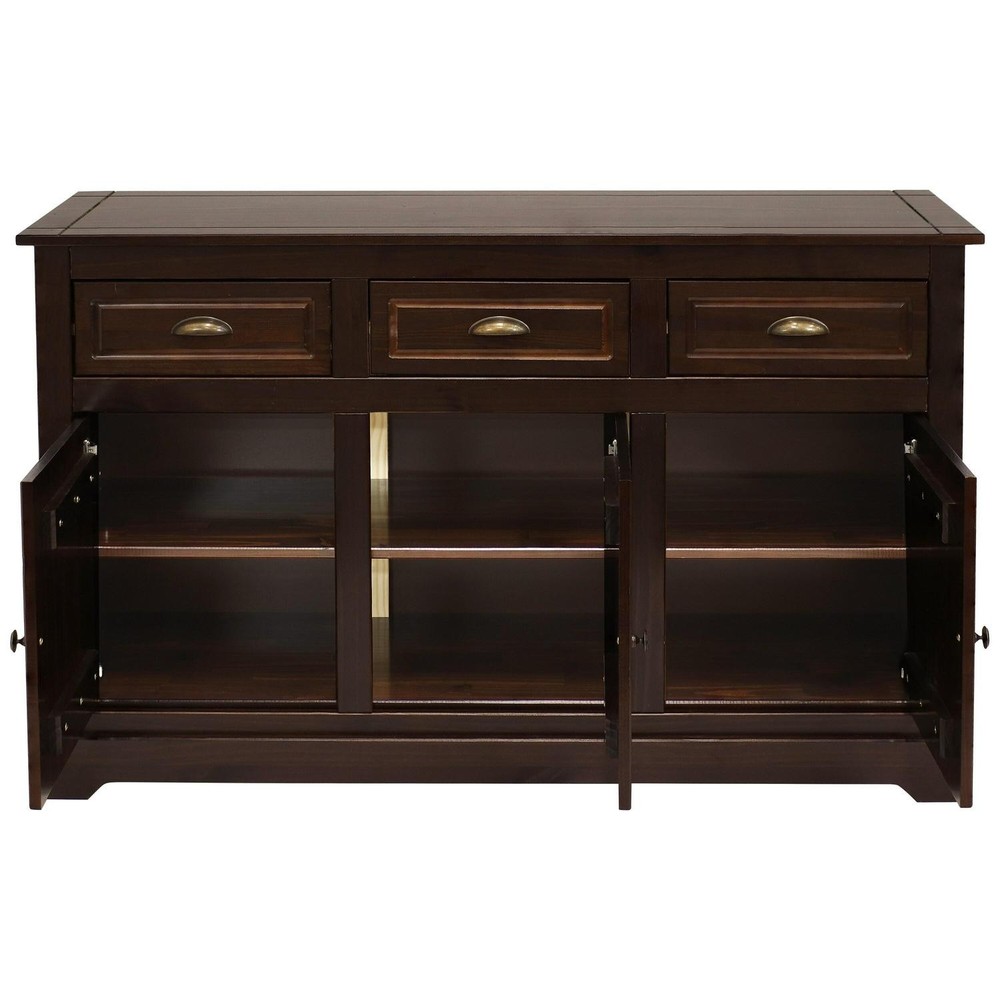 Solid Pine Sideboard With 3 Drawers And 3 Doors - 32 In