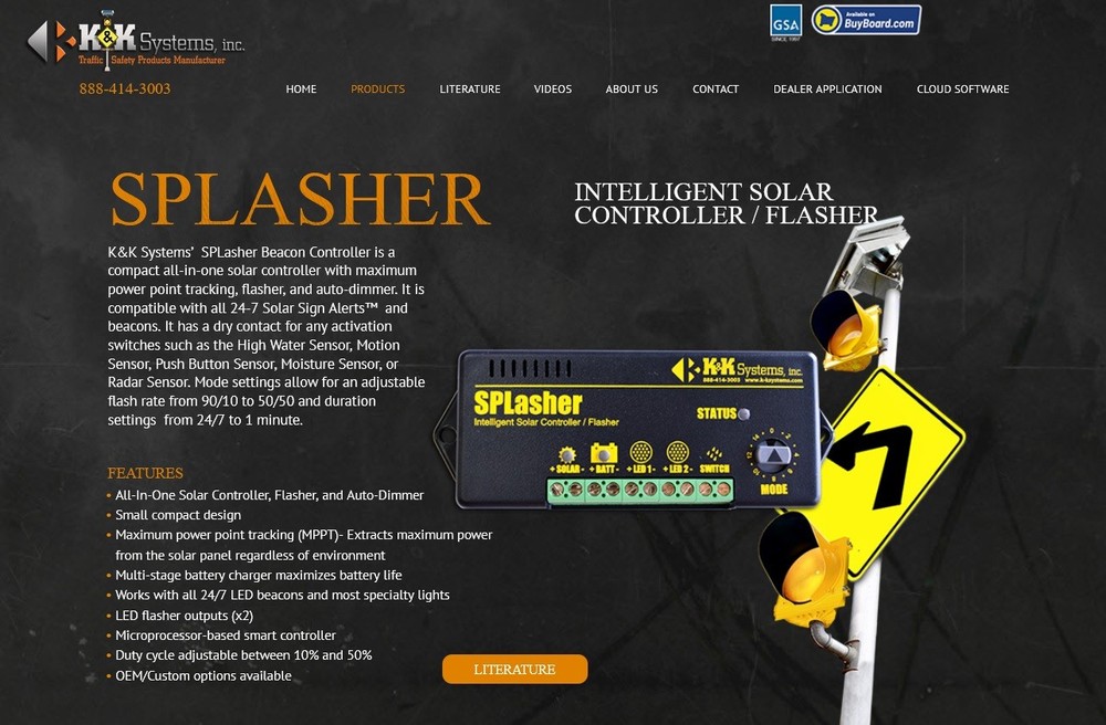 K&K Systems SPLASHER Solar Panel Traffic Beacon Flasher 24/7 Control System
