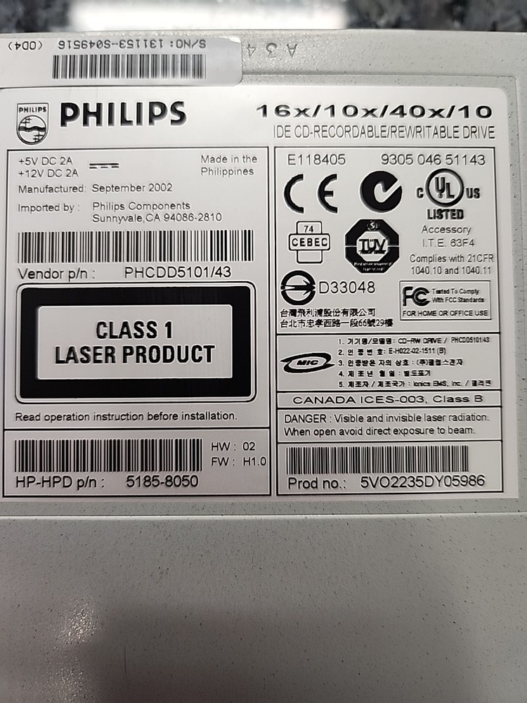 Philips E118405 CD Recordable Rewritable Drive