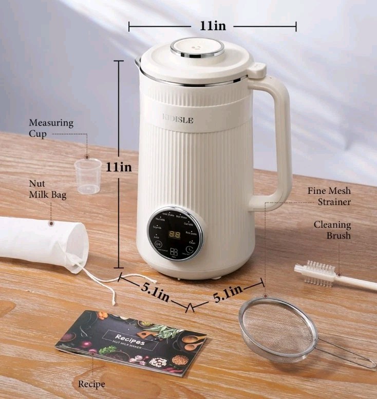 Programmable 32oz Nut Milk Maker - Includes Recipe Guide & Essential Accessories