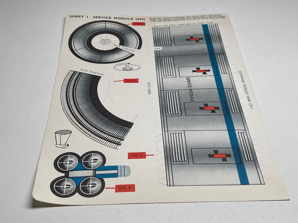1969 Moon Landing Card Model Kit Service Command Lunar Modules Unused Original