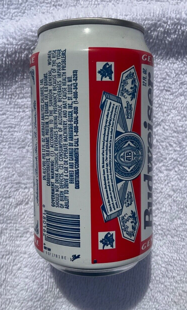 Budweiser 12 oz Error Beer Can