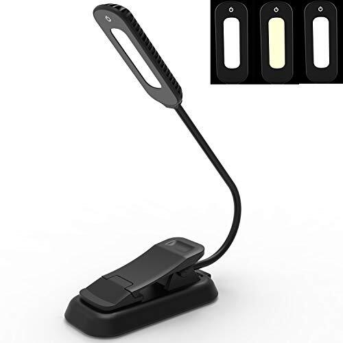 Book Light,  12 LED USB Rechargeable Reading Light with 3-Level Brightness for