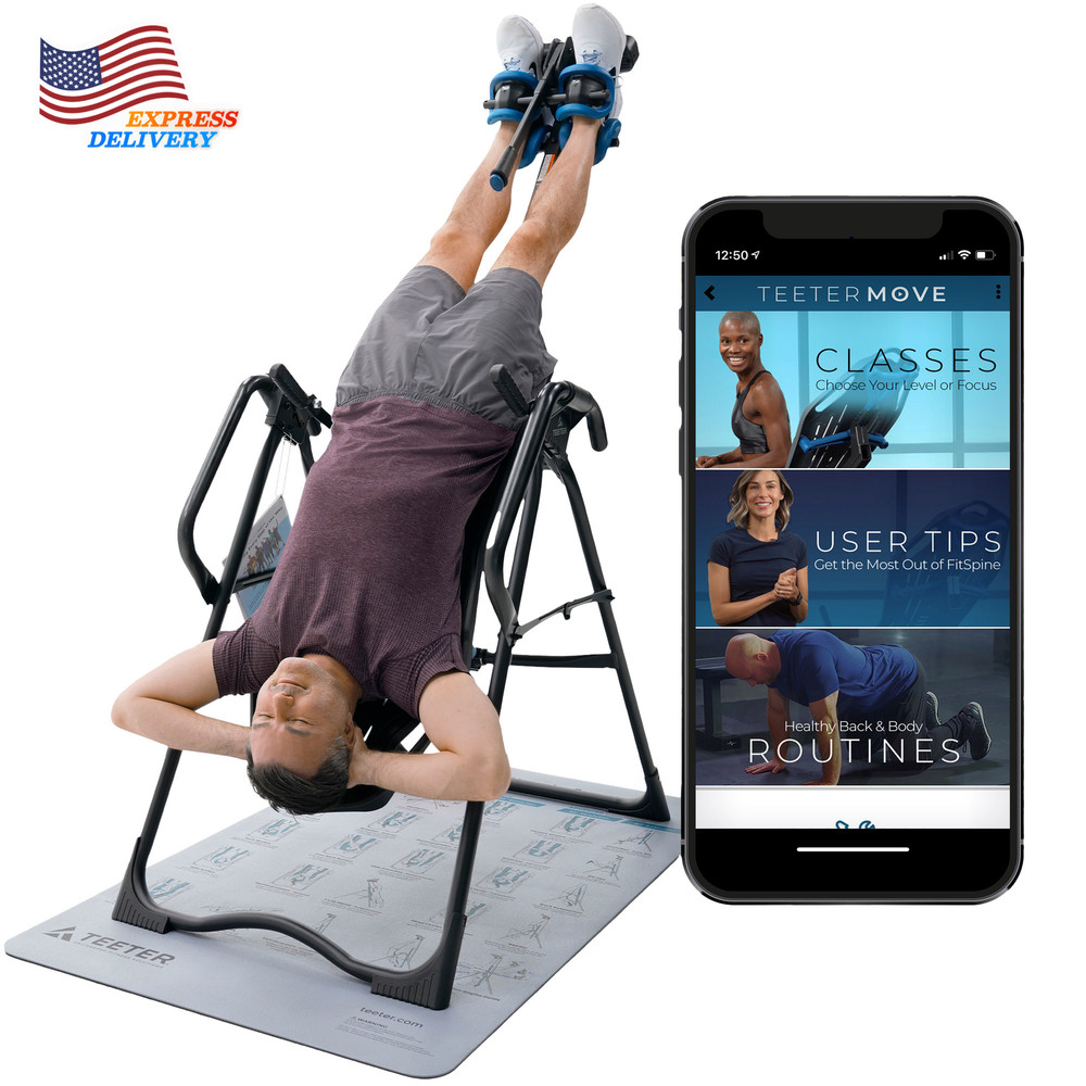 Teeter Fitspine FX-3 Inversion Table W/ Heat & Vibration Cushion + Mat