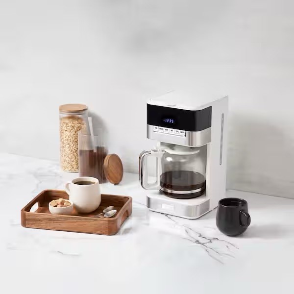 Haden Quintessential 12 Cup Programmable Digital Coffee Maker, Ivory/Chrome