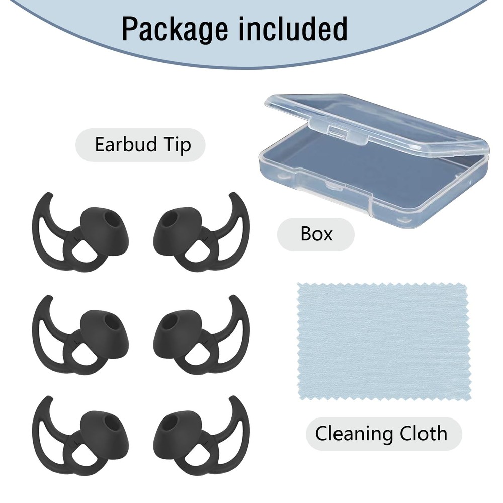 MMYQXI Earbud Replacement Tips Silicone Ear Medium, Black