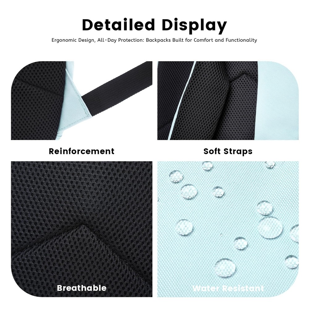 Basic Multi-Pocket Multipurpose Backpack Classical Water Resistant Student Bo...