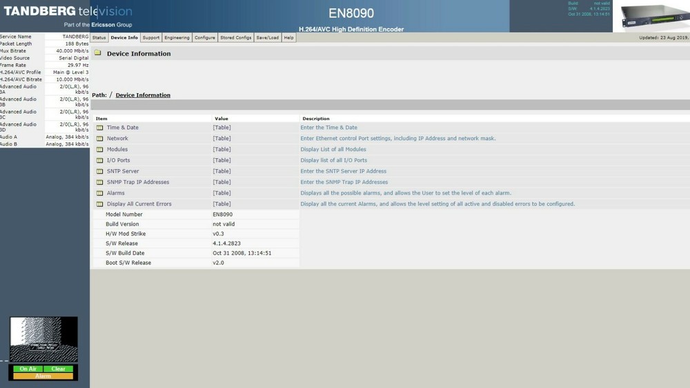 Tandberg en8090 mpeg4 HDSDI encoder H.264/AVC High Definition Encoder Licensed