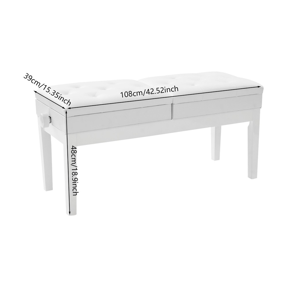 Double Seat Adjustable Piano Bench with Storage, Comfort & Durability