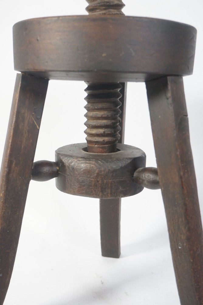 Antique Wood Stool Piano Stool Adjustable Tripod