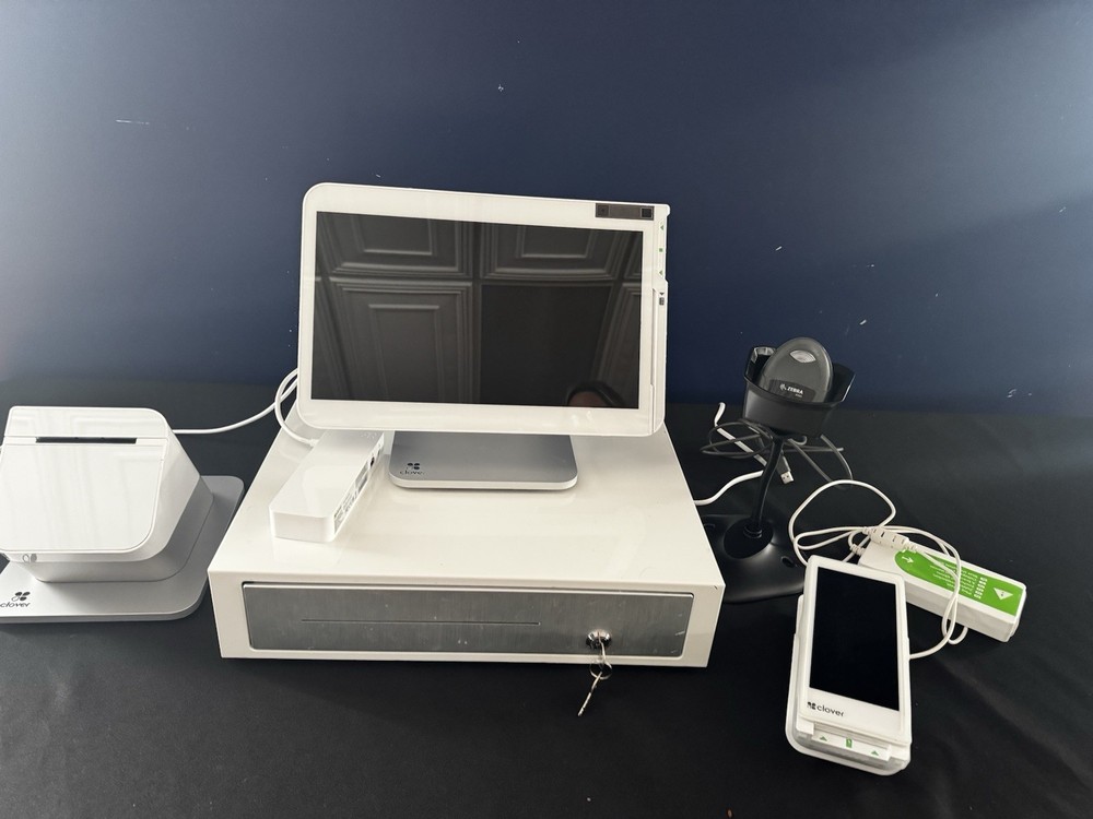 Clover POS System Touchscreen Terminal Cash Drawer Printer Scanner Card Reader