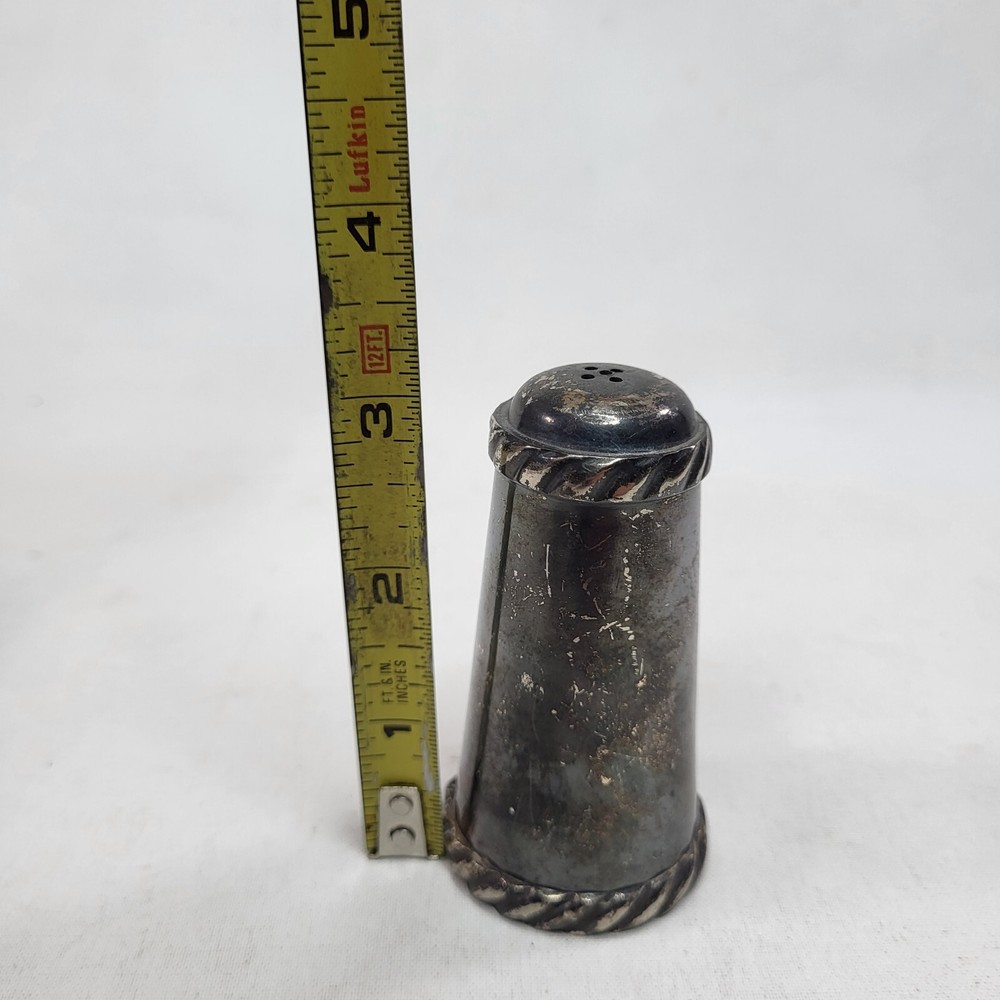 Vintage Silverplate Salt Shaker Tall India Decorative Tableware 3"