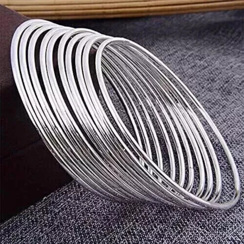 Beautiful Silver Bangles Solid 925 Sterling Silver Handmade 10 Brace Bangle Si55