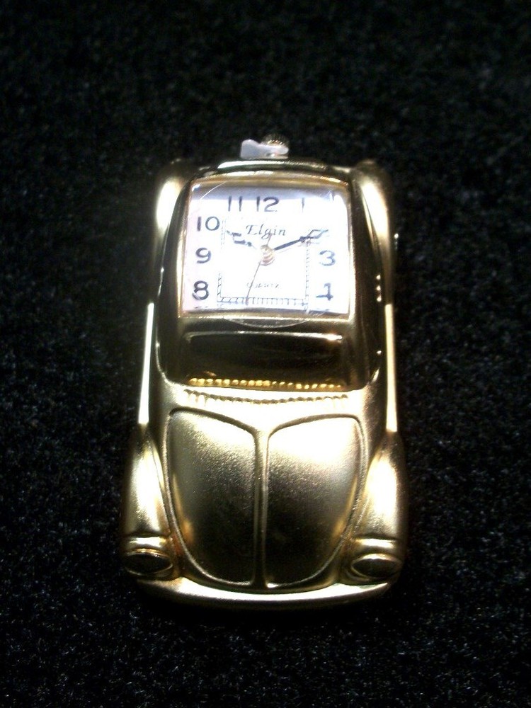 New Elgin Beetle Analog Clock - Gold