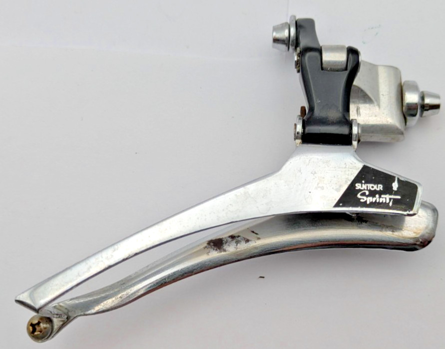 SUNTOUR SPRINT FRONT DERAILLEUR JAPAN BRAZE ON SILVER BOTTOM PULL FD-SP00-B