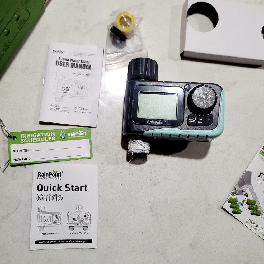 NEW RainPoint Programmable 1 Zone Water Timer Model Number ITV105 OPEN BOX