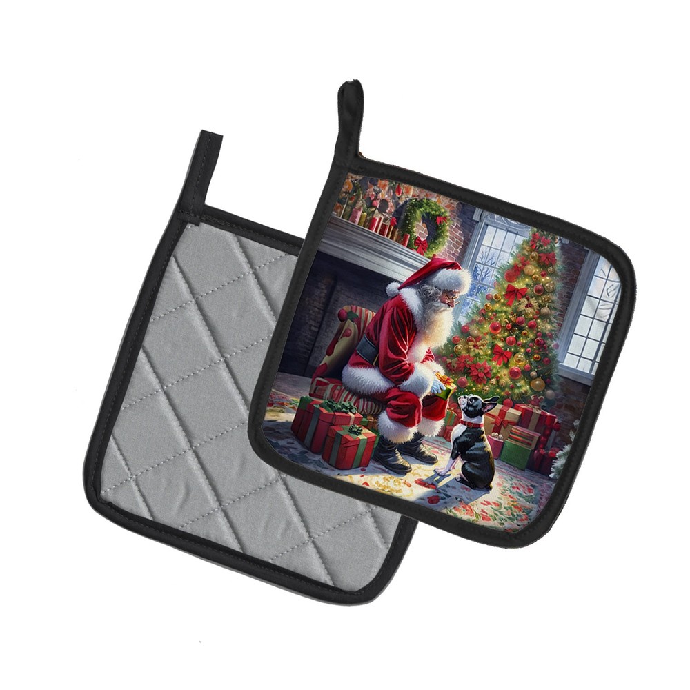 Boston Terrier Moments With Santa Pot Holders