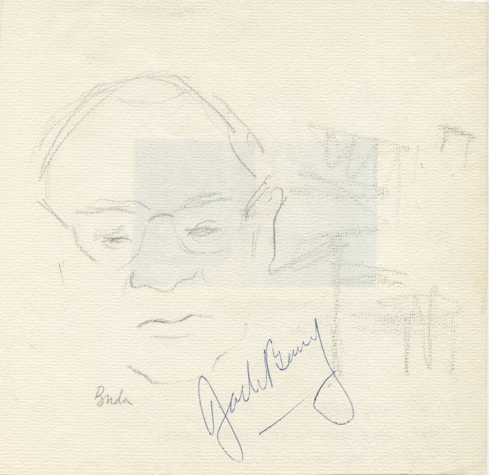 Benny, Jack. (1894-1974) VIOLIN Signed Original Drawing