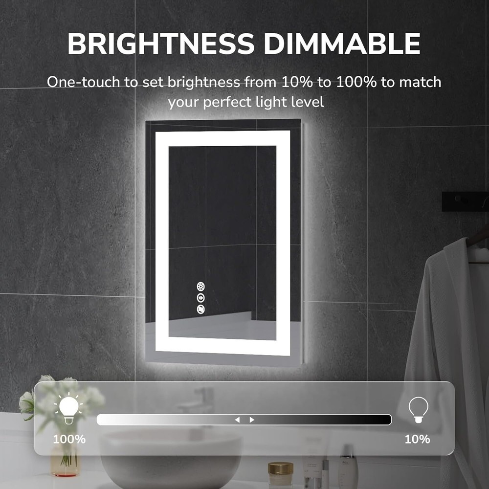 20x28 LED Bathroom Mirror Dimmable Lighted Vanity Mirror Horizontal and vertical