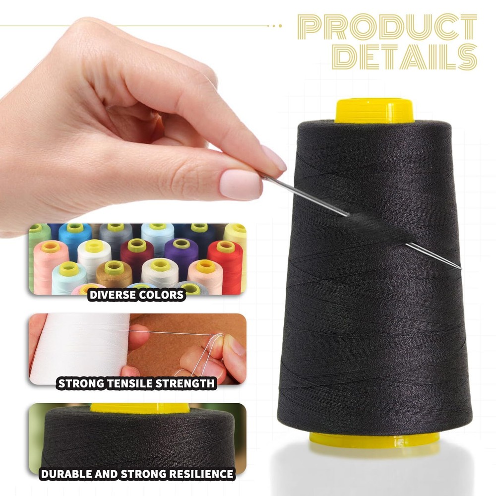 All-Purpose Polyester Sewing Thread - 4-Pack 12000 Yards Total - Yellow Threa...