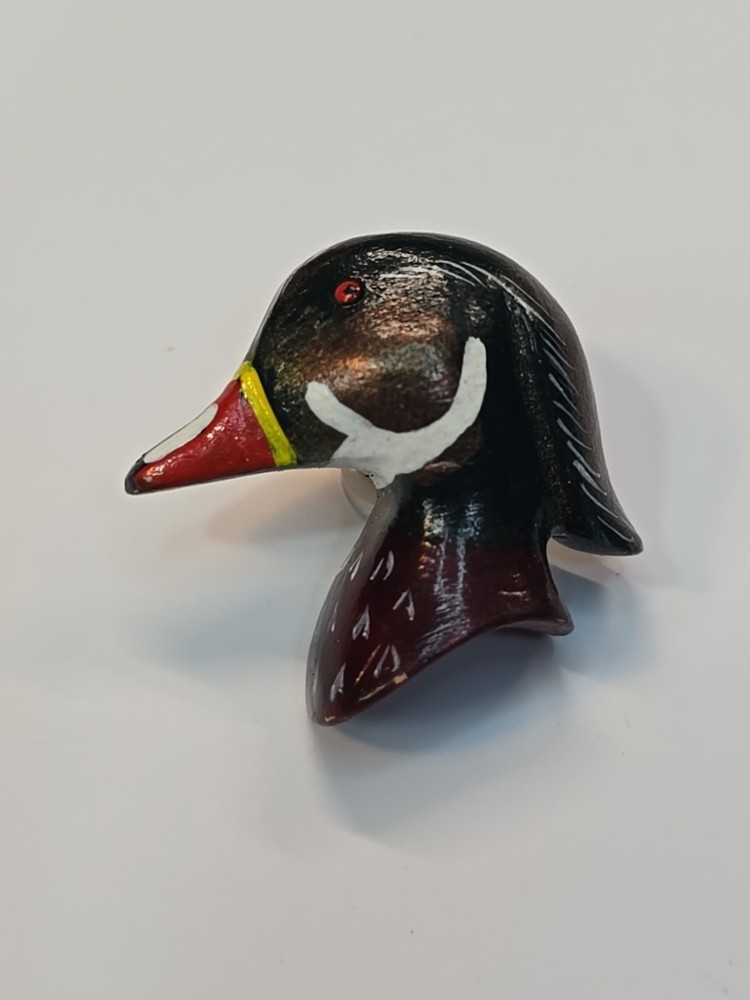 Wood Duck Lapel Pin Made From Painted Wood