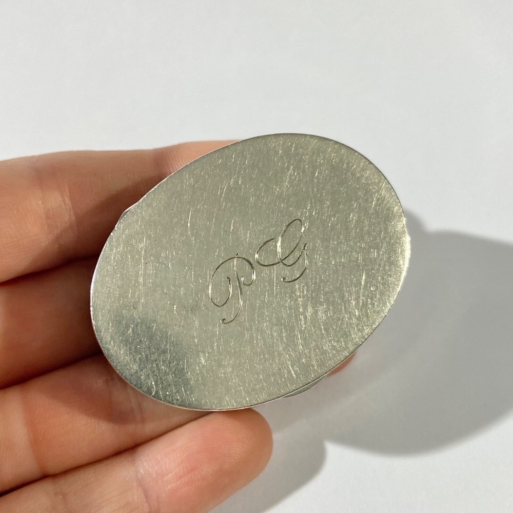 Vintage Solid Silver Italian Pillbox , Hallmarked with boys in romantic scene