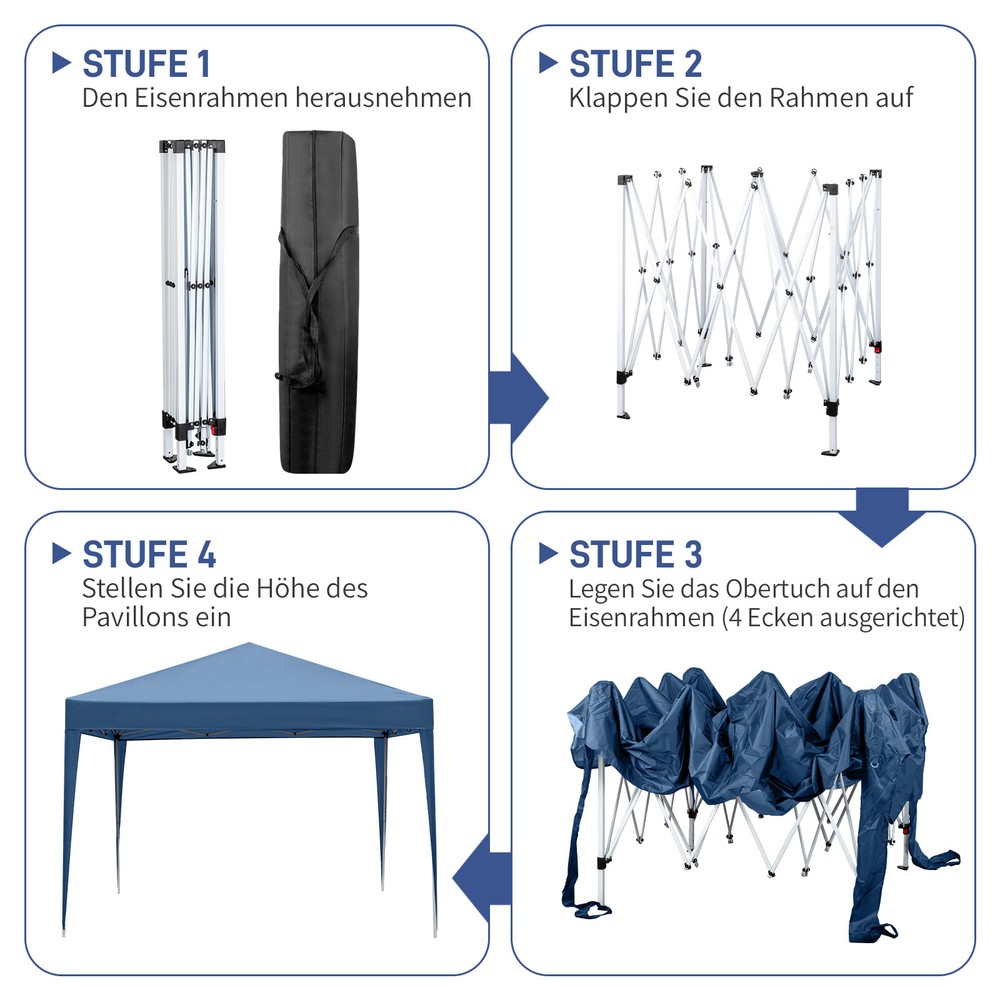 3x 3m Practical Waterproof Right-Angle Folding Tent Blue
