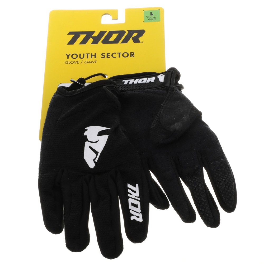 Thor Youth Black Sector Gloves Large