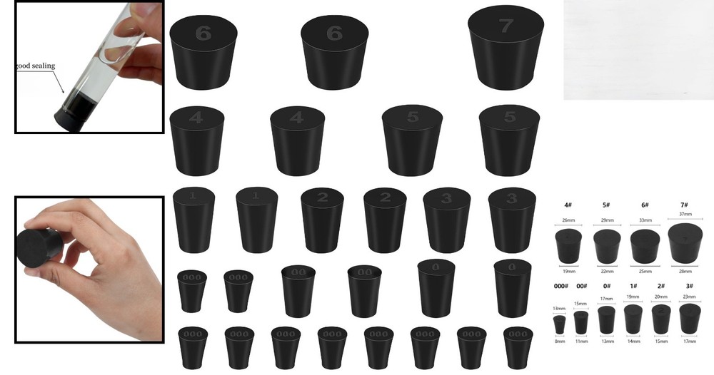 High-Quality Solid Rubber Stoppers (27 Pack) - Ideal for Laboratories