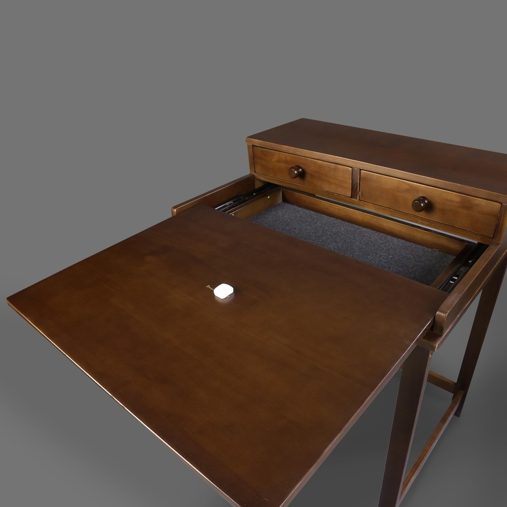 Solid Wood Home Office Computer Desk with Drawers, Pull-Out Tray, and Conceal...