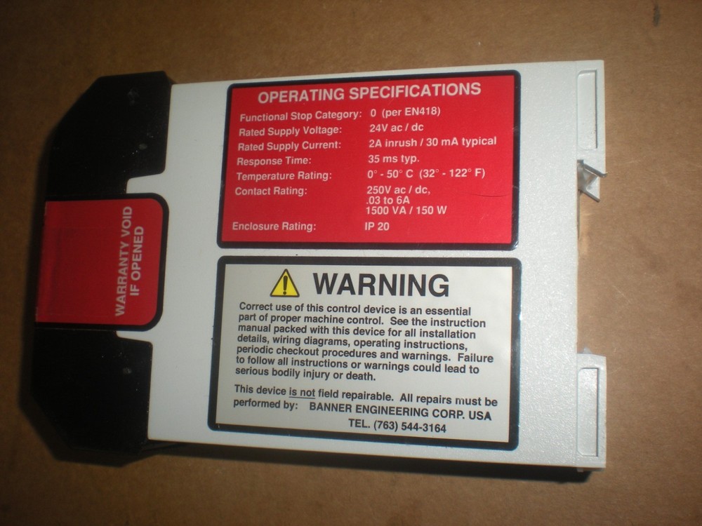 Banner Engineering ES-FA-6G Safety Relay for Emergency Stop Switch Module Unit