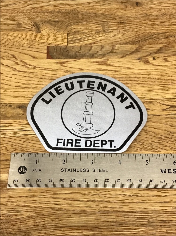 Lieutenant Fire Dept. Helmet Shield Decal Silver/ Black  B-7