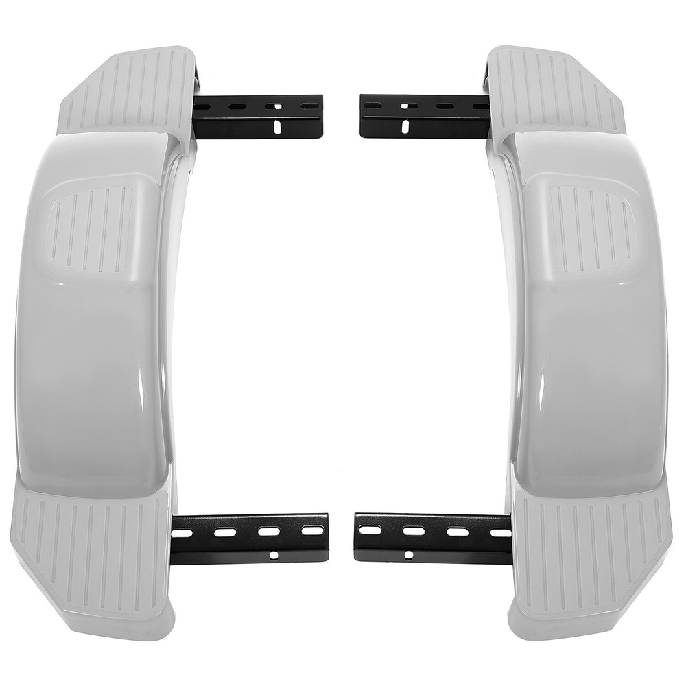 2pcs Gray Single Axle Trailer Fenders w/ Steps For 12" Wheels Tires Skirt Boat