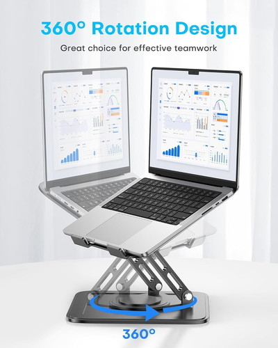 Adjustable Laptop Stand, Computer Stand with 360 Rotating Base, Classic Black