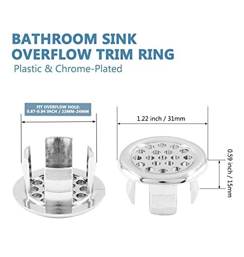 3 Pack Bathroom Sink Overflow Trim Ring Electroplating Chrome Overflow Drain Cov