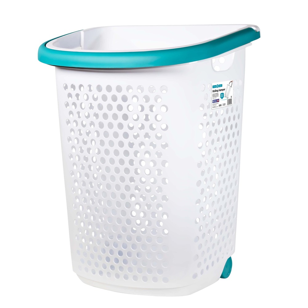 (2 pack) Home Logic 2 Bushel Rolling Plastic Laundry Hamper