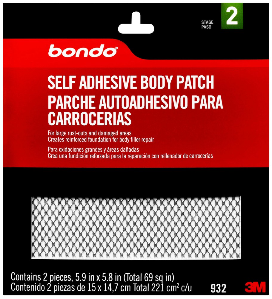 3M Bondo 2PC SELF ADHESIVE BODY PATCH 932 STAGE-2 Reinforced Mesh Rust-Resistant