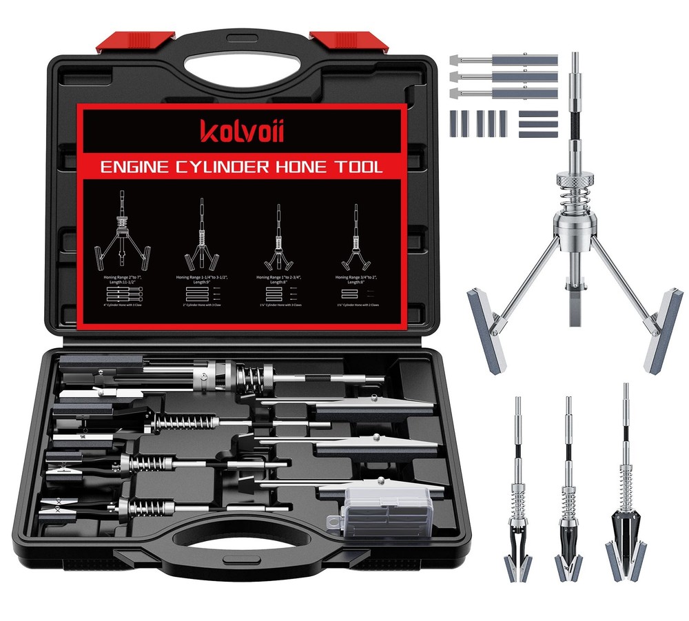 Cylinder Hone Tool Set with Tool Box, Adjustable Engine Cylinder Honing Tool ...