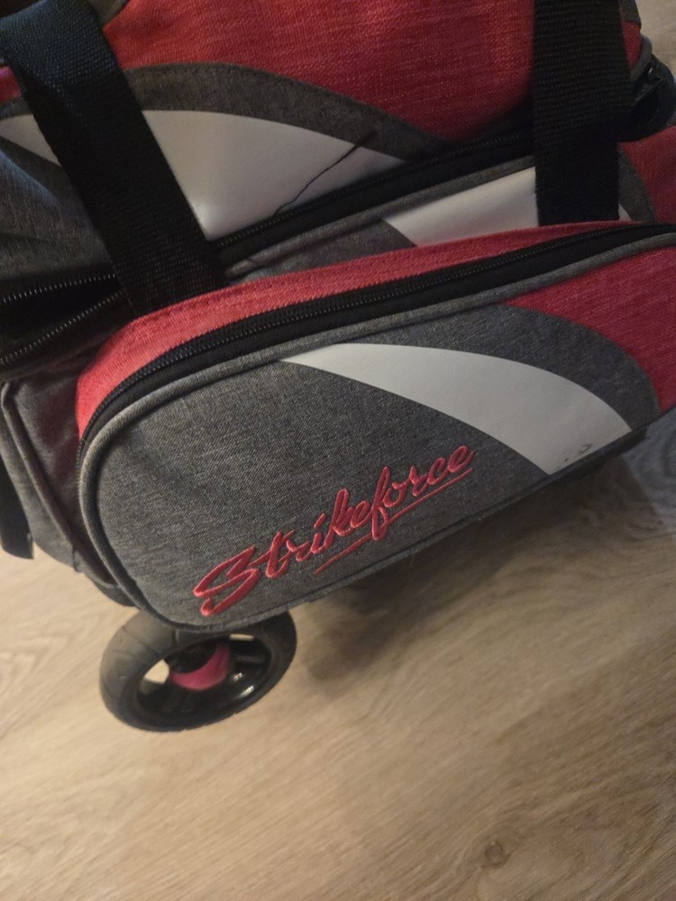 KR Strikeforce Pink Gray Bowling Ball Roller Rolling Bag Case